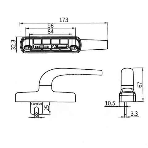 Poignée de fenêtre en aluminium CZH66