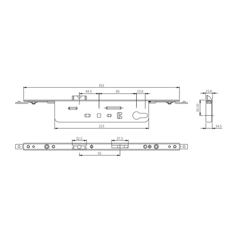 Corps de serrure de porte solide personnalisé en acier inoxydable P8535/P8530