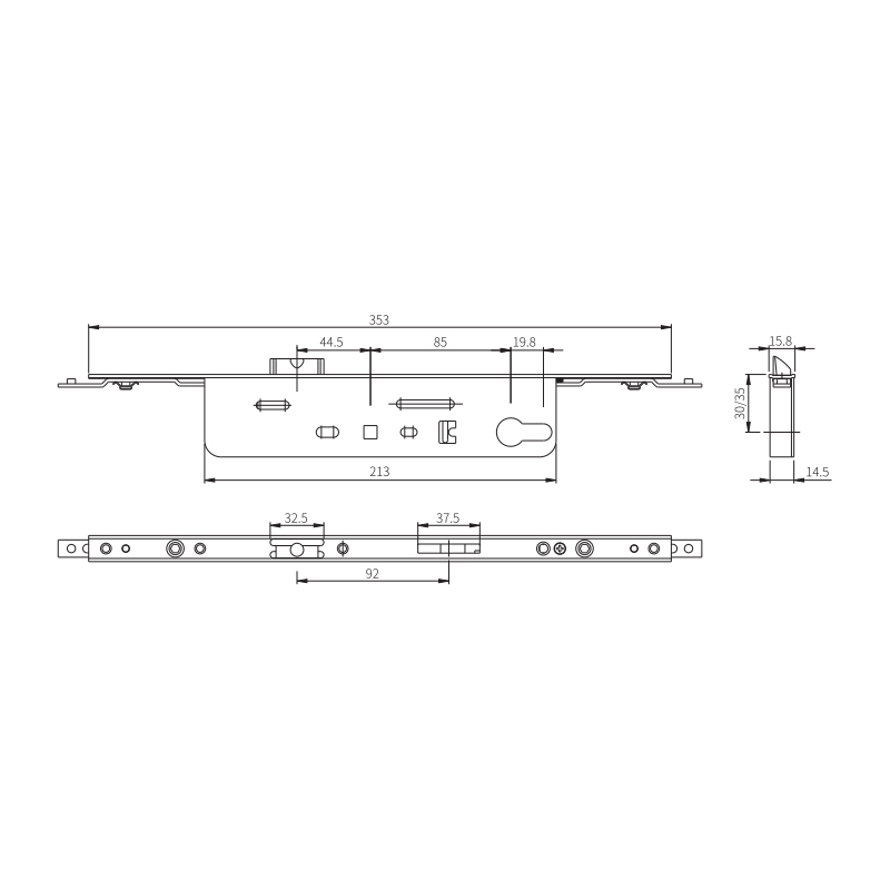 Corps de serrure de porte solide personnalisé en acier inoxydable P8535/P8530