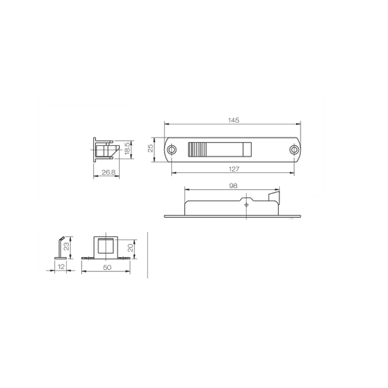 Serrure tactile coulissante en alliage d'aluminium de haute qualité pour fenêtres coulissantes UPVC PSTP01