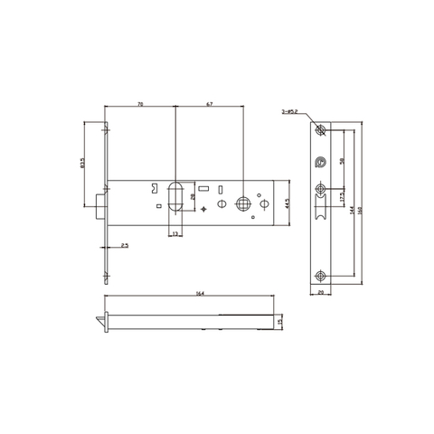Corps de serrure de porte 13666