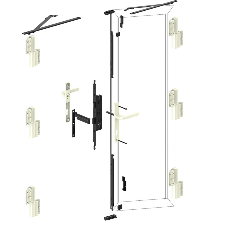 Porte à battants vers l'extérieur de la série 65 avec solution de système de quincaillerie à double ceinture