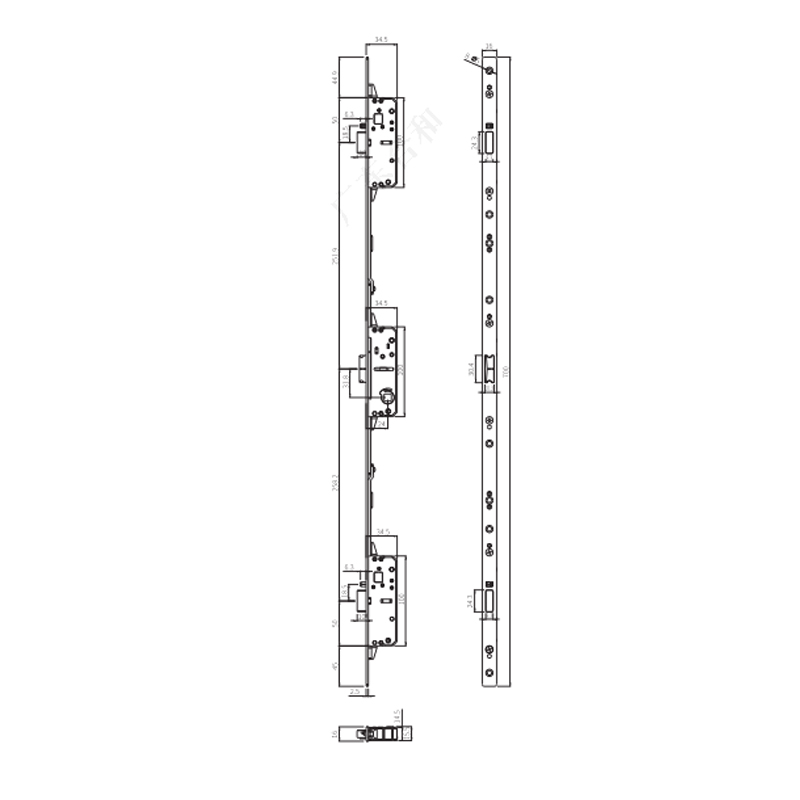 Corps de serrure de porte à battants personnalisé en acier inoxydable P0725-TY